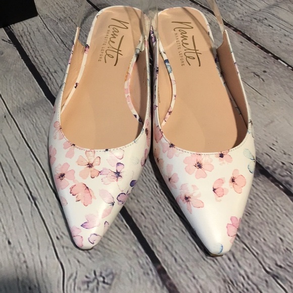Nanette Lepore “Faith” floral sling back flats sz7 | New in Box - Picture 7 of 7